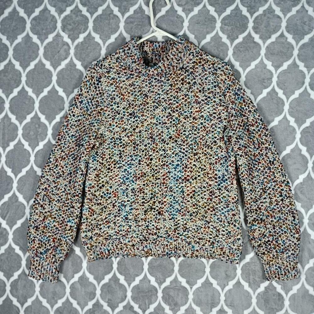 Caslon Sweater Women Medium Multicolor Confetti Textured High Neck Pullover